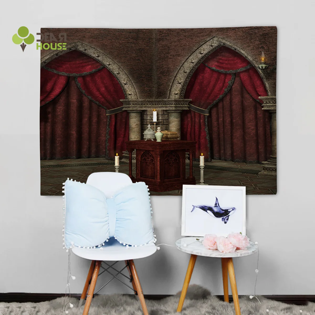 Dearhouse Gothic Mysterious Dark Room Wall Decor Bedspread Tapestry Coverlet Bedding Curtain Blanket Throw Sheet Towel | Дом и сад