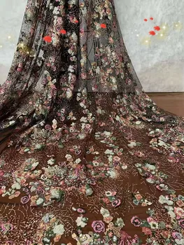 

Diverse colorful sequin embroidery African lace Nigeria lace fabric French net suitable for ladies wedding dress 5 yards