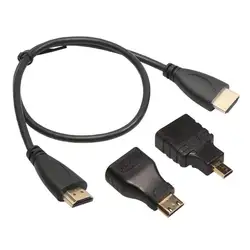 0,5 м портативный размер 3 в 1 Многофункциональный HDMI штекер кабель + Micro HDMI адаптер + мини-адаптер HDMI кабель