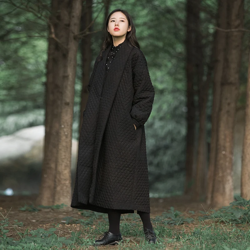 Trench For Women 2016 Hot Sale Fashion elegant oversized black long maxi thick Cotton trench coat