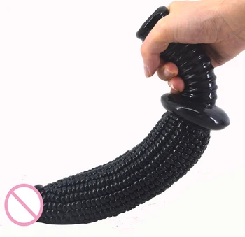 FAAK See-through Wine Red Handle Dildo Corn Style Thread  Bumpy Stimulate Long Penis Anal Sex Toys For Women Man Adult Product 3