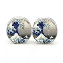 1 pair Great Wave stainless steel night owl plug tunnels double flare ear plug gauges body