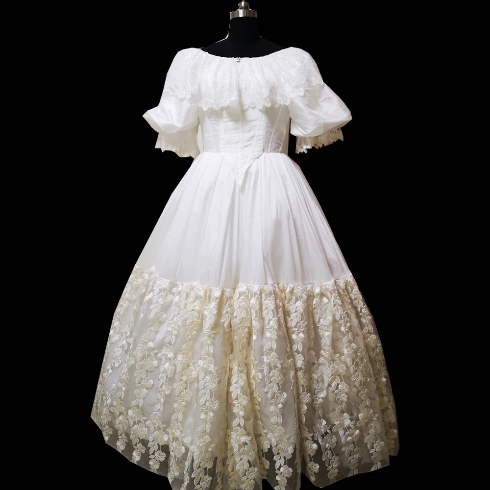 

New white Vintage costumes 18th Duchess Retro medieval Renaissance Reenactment Theatre Civil war Victorian dress D-296