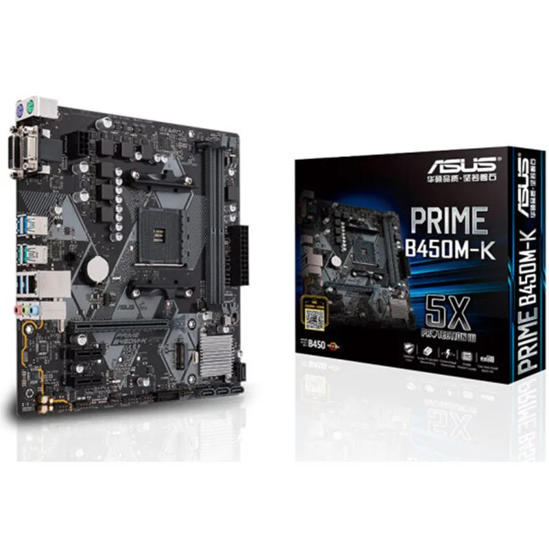 ASUS PRIME B450M K системная плата AMD AM4 M ATX R7 DDR4 3200MHz USB3.1 32GBVGA DVI оригинальная упаковка M.2
