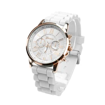 

Fashion Geneva Beautiful Women Roman Numerals watches Silicone Jelly Gel Quartz Analog Wrist Watch relogio feminino A4