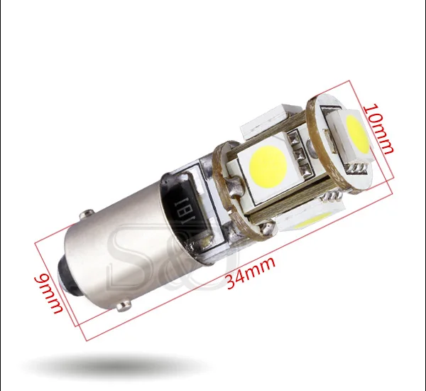 2 шт. BA9S светодиодный T4W H6W canbus светодиодные лампочки ошибок 5SMD 5050 6000K автомобиля Подсветка салона номерной знак авто светодиодные лампы 12V