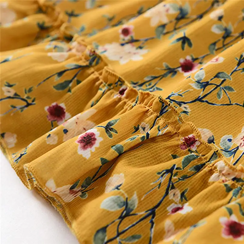 New dress cotton Toddler Baby Kids Girls Fly Sleeve Ruched Floral Flowers Print Dresses Clothes dress girl summer 2019 B26$ (7)