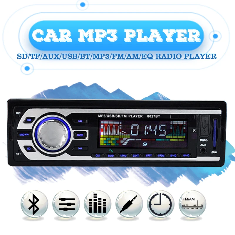 Player car Audio Bluetooth AUX MP3 Autoradio  Kits Stereo Car Radio FM Tuner 1 DIN SD USB Car-Charger 12V