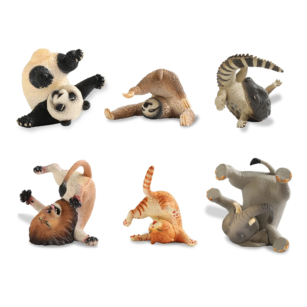 

Japan capsule all 6pcs cute animal life pet funny orange cat panda sloth lion African Elephant Nile crocodile rolling figure toy