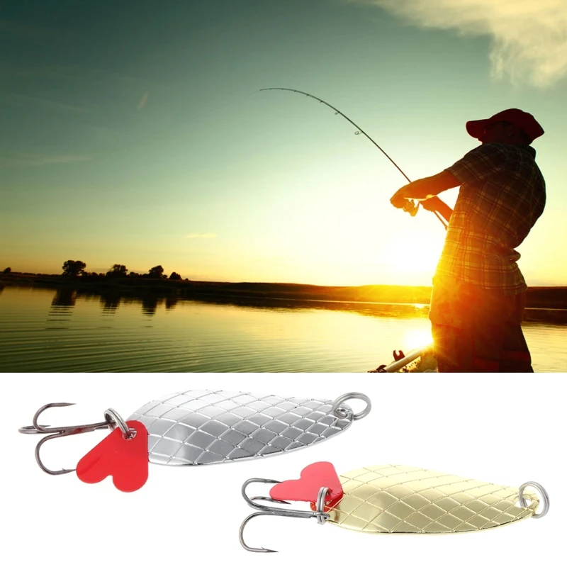 

New Fishing Sequin Bait Gold Silver Hook Metal Spoon Lure Hard Spinner Paillette