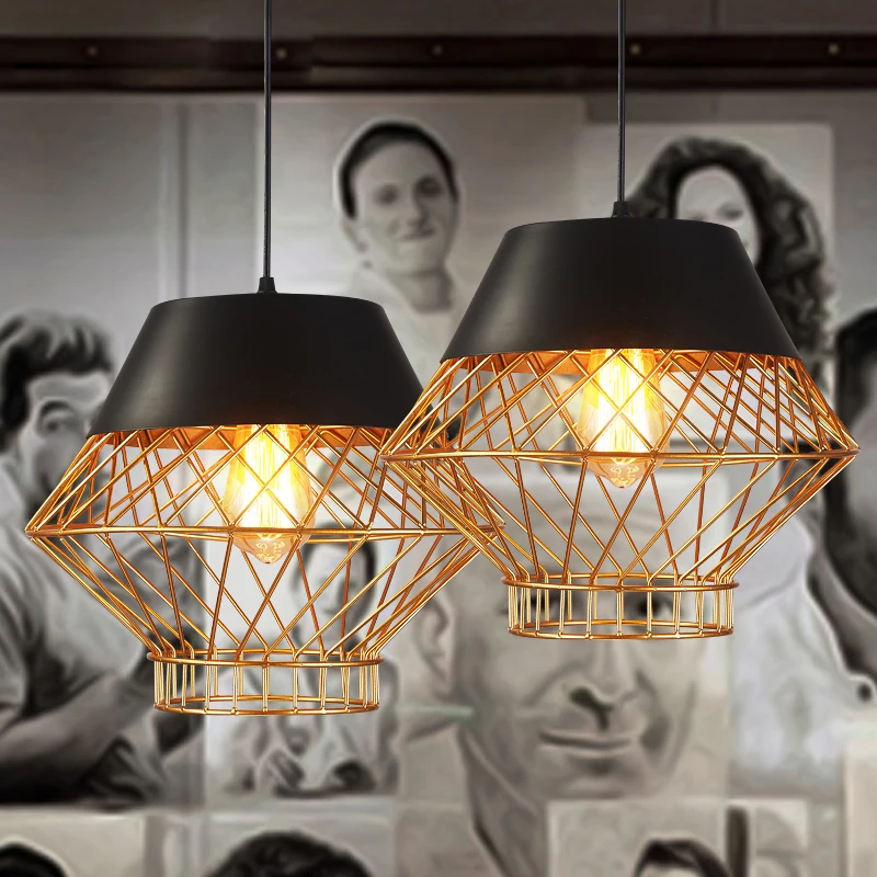 

Modern Pendant Lights Fixture LED Lamp European Retro Pendant Lamps Home Indoor Lighting Metal Industrial Droplight D32cm*H30cm