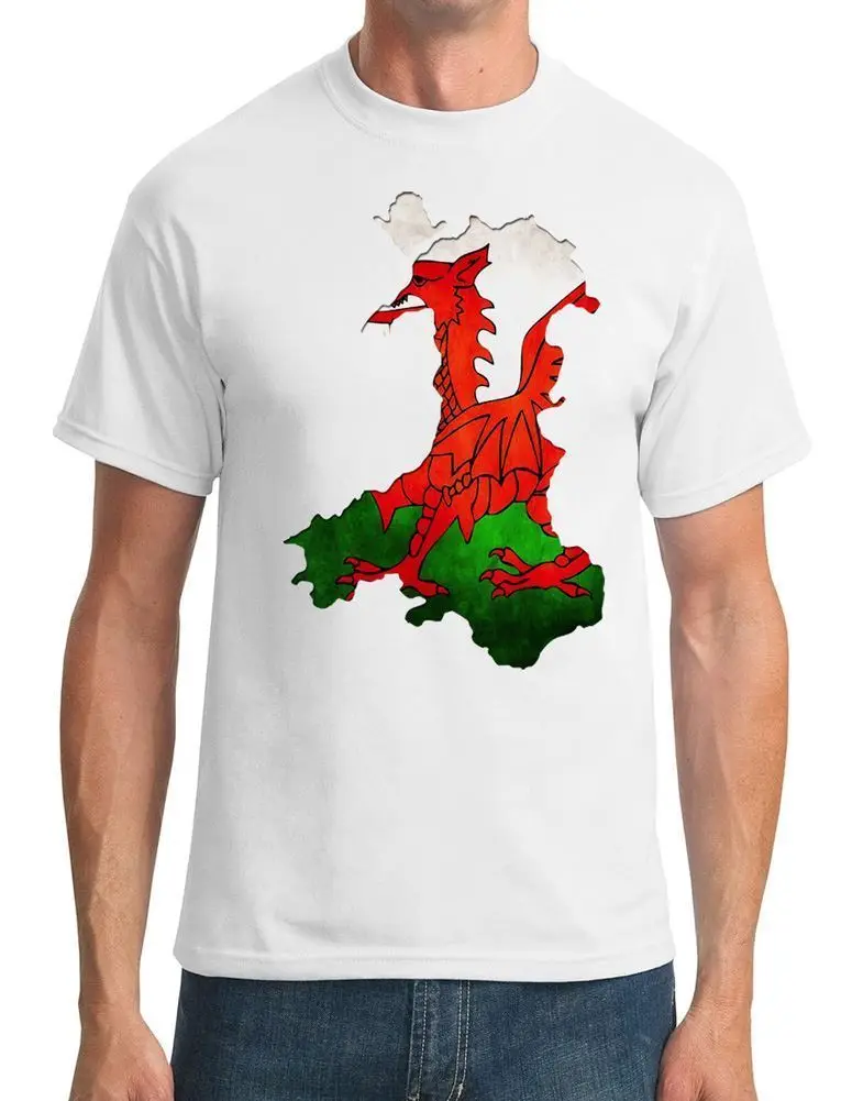 Tee Shirt Mens 2019 New Tee Shirts Printing T Shirts Homme T shirt Men Funny Wales Welsh Map 