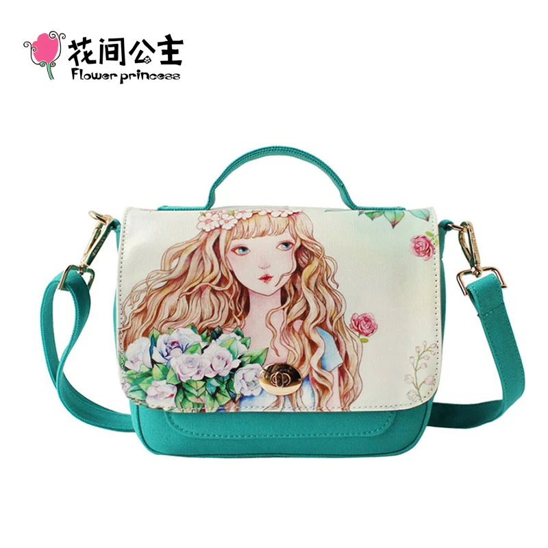 

Flower Princess Brand Girl Fashion Canvas Top-handle Satchels Ladies Shoulder Bag Women Crossbody Bags Handbag women lona bag