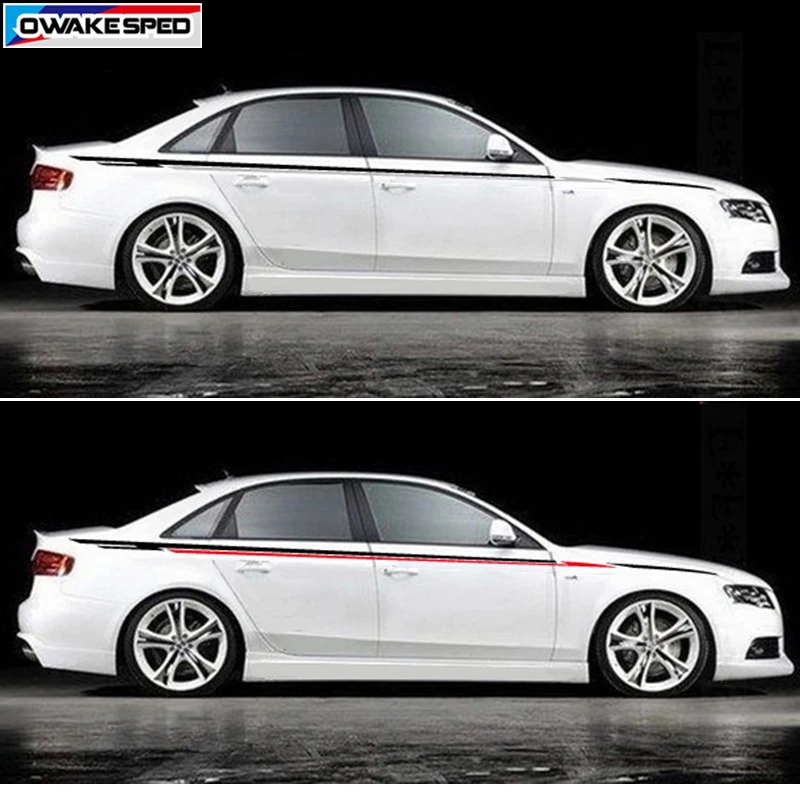 

Racing Styling Car Stripes Waist Line KK Stickers Auto Body Whole Decal Sticker For Honda Toyota Volkswagen Cruze KIA K2 K3