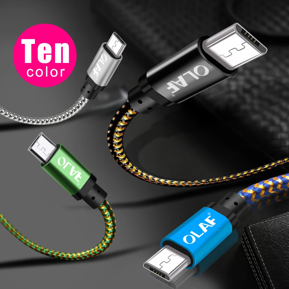 Оплетка Olaf кабель Micro USB 25 см 1 м 2 3 5 В/2 А зарядка для Samsung Xiaomi быстрая передачи
