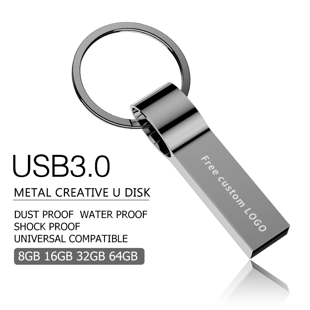 Новый usb флеш-накопитель high speed USB 3,0 pendrive 4 ГБ 8 ГБ 16 ГБ 32 ГБ 64 ГБ 128 ГБ флеш-накопитель металлический флеш-накопитель серый логотип на заказ