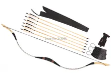 Longbowmaker Combination Set Traditional Archery White Snakeskin Longbow Recurve Bow 6 Wood Arrows 20-60LBS C8H1BS