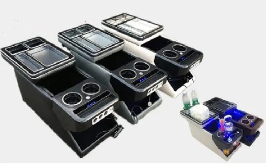 Multifunctional car console box,armrest storage box,holds the casket with USB,led light for ... Multifunctional car console box,armrest storage box,holds the casket with USB,led light for ...