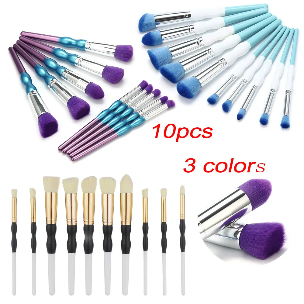 

10 PCS make up brushes kit Wooden Foundation Cosmetic Eyebrow Eyeshadow Brush Soft Nylon Makeup Sets Tools pinceau sourcil