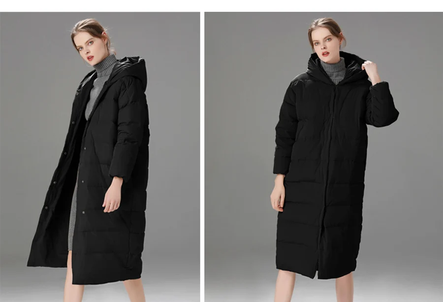 Большой размер, женский пуховик, европейский длинный параграф, свободный, новинка, зимнее пальто, повседневное, прямое, с капюшоном, верхняя одежда для женщин