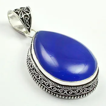 

Chalcedony Antique Pendant Silver Overlay over Copper , 57 mm, P4782
