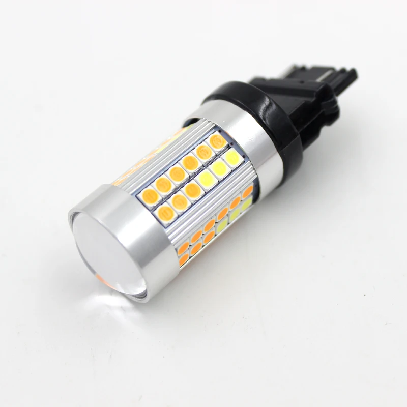 2 шт. Canbus No Hyper Flash T25 3157 P27/7 Вт светодиодные фонари белый/янтарный двойной цвет