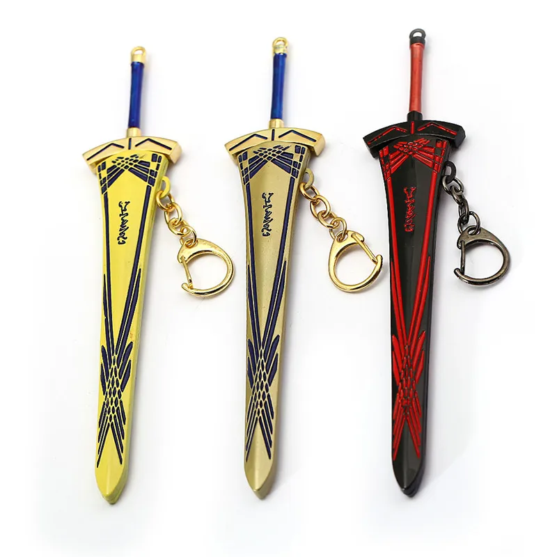 HSIC Anime destino Saber llavero de aleación de titular ennegrecido 17 cm colgante espada Victoria hombres Chaveiro llaveros HC13027