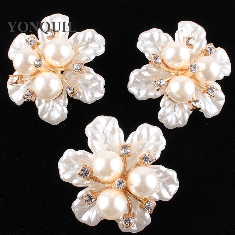 Luxury Flower Brooches pins with crystal adorn Shell Fashion pearl Brooch Pin Jewelry for Women