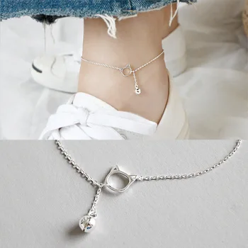

Real 925 Sterling Silver Anklet For Women 2020 Fashion Bell Animal Cat Chain Anklet Foot Bracelet tobilleras de plata de ley 925