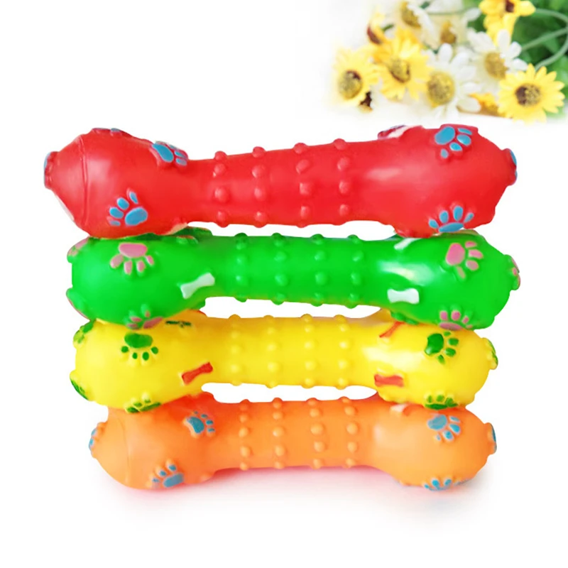 

New Rubber Bone Squeak Toy for Dog Chew Squeaky Ball Dog Toys Tooth Grinding Training Pet Toy Supplies Puppy Toys