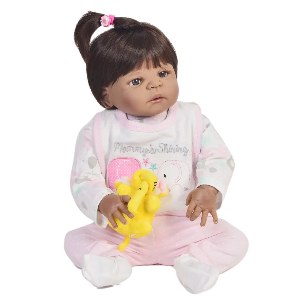 Reborn girl baby black doll живая 2" 57 см полностью силиконовая кукла reborn baby dolls настоящие африканские американские куклы Bebes reborn gift