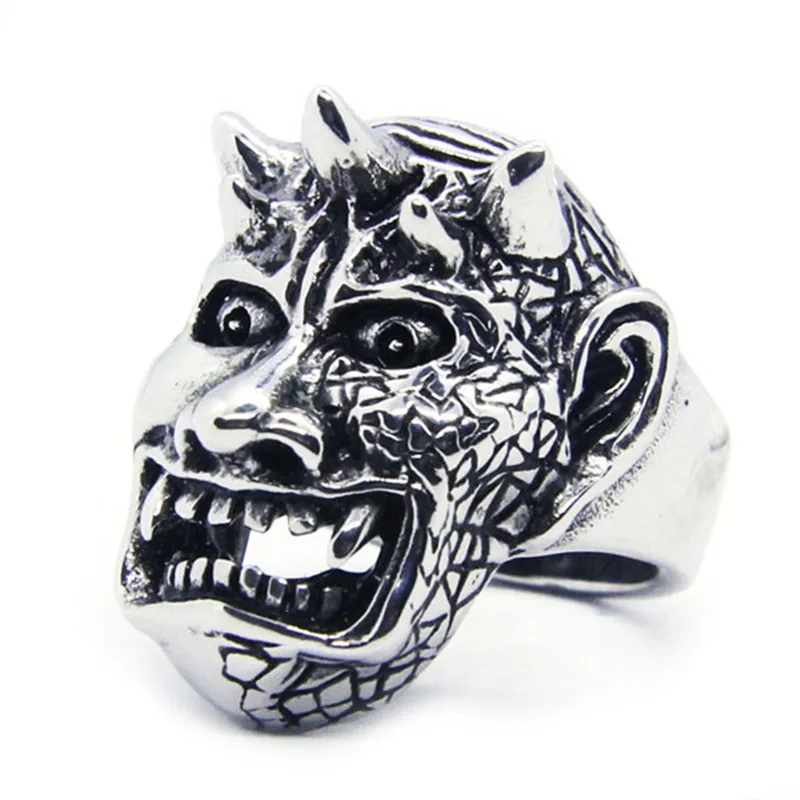 Best Support Dropship Newest Evil Ghost King Ring 316L Stainless Steel Jewelry Men Boys Cool Skull Ring