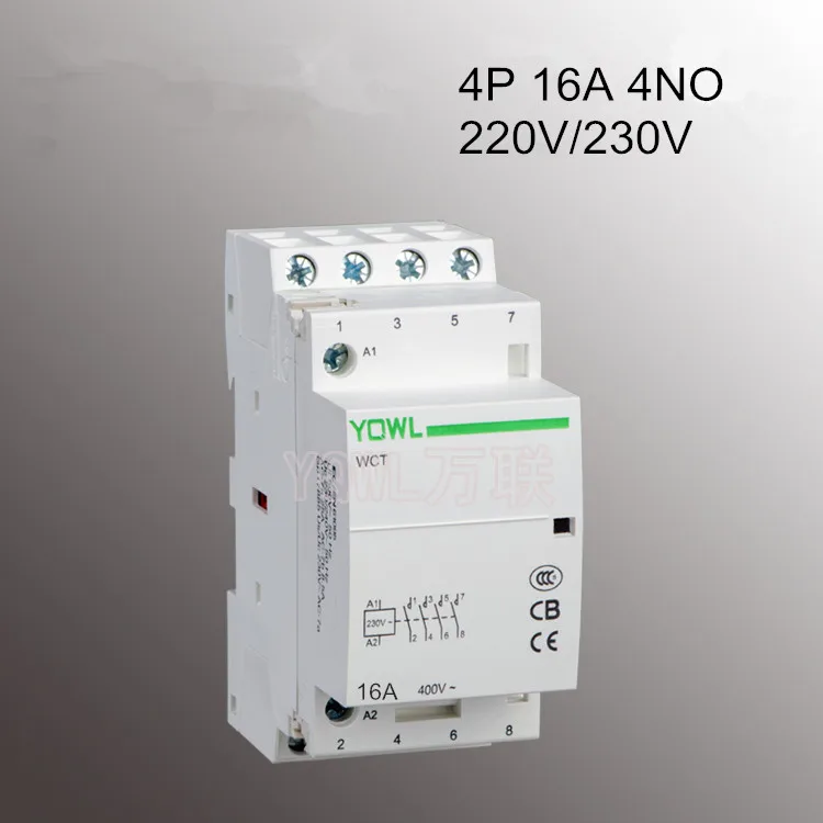 

4P 16A CT1 220V/230V 50/60HZ Din rail Household ac contactor 4NO