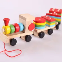 Hot Selling in Kids Baby Developmental Toys Wooden Train Truck Set Geometric Blocks Wonderful Gift Toy Drop Shipping