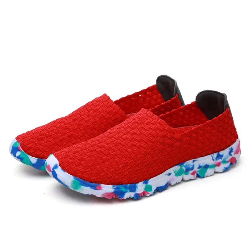Comfortable Shoes Women Woven Flat Breathable Shallow Mouth Lazy Slip Resistant Leisure Sport Shoe Running Shoes Adult #2O24#F (1)