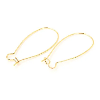 

SEA MEW 10 PCS 35mm Ear Hook Base Setting 18K Gold Earring Setting Accessories For Jewelry Making