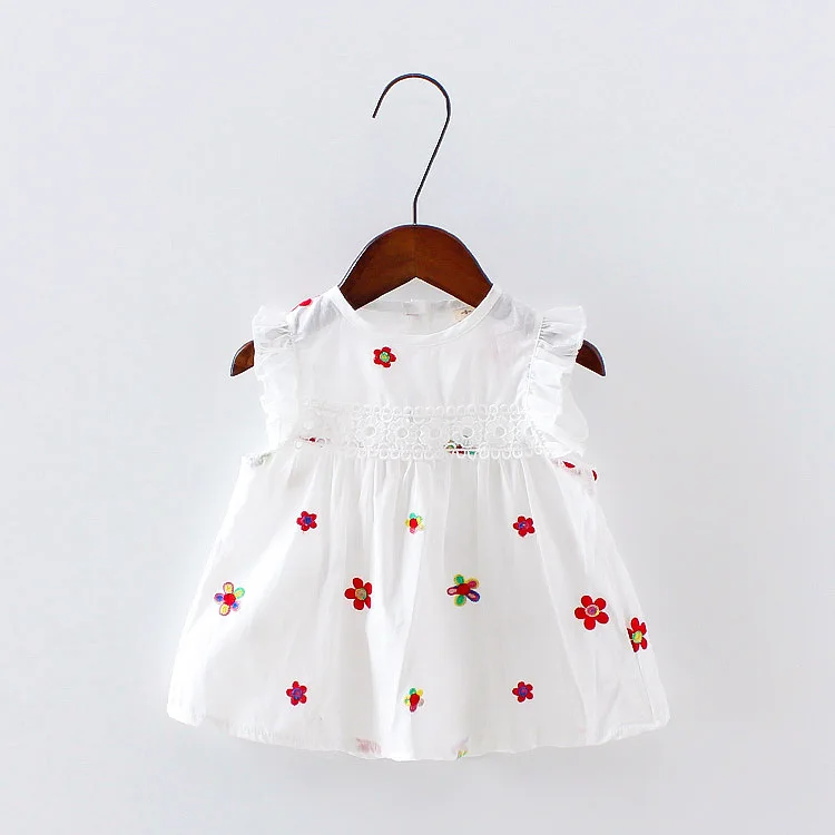 Baby Dress O-neck Summer Cotton Stitched Flower Baby Girl Summer Clothes 2 year Baby Dresses Girl 14