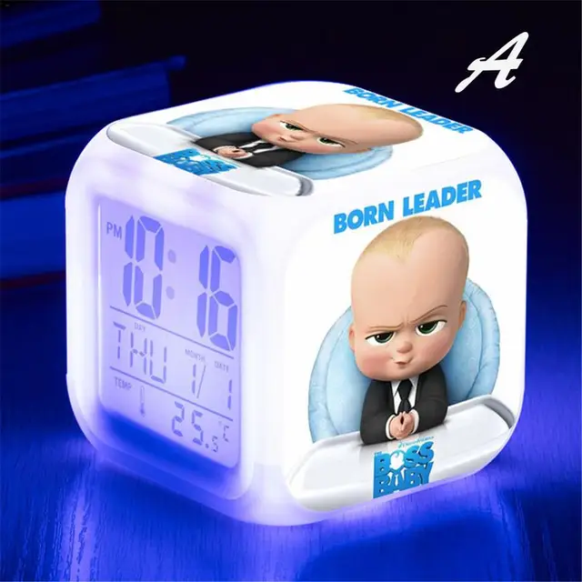 BOSS BABY Theme Cool Children Colorful Alarm Clock LED Digital Alarm