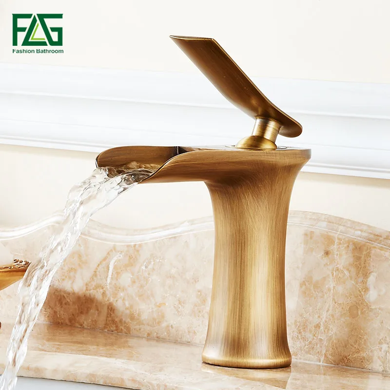 

FLG Concise Basin Faucet Fountain Bathroom Tub Waterfall Faucet,Single Handles Mixer Sink Faucet Brushed Nickel Water Tap M253N