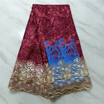 

Best Quality Africa Lace Fabric Red Swiss Voile Lace High Quality Stones Emboridery French Tulle 2019 French Lace Fabric