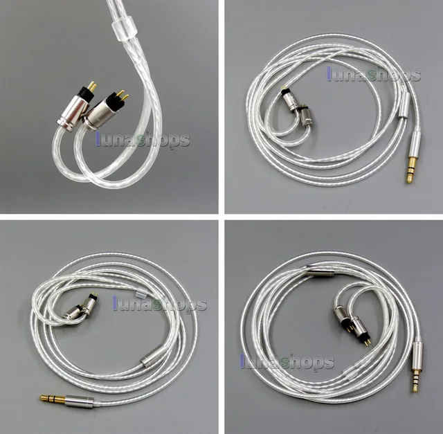 US $8.79 LN006132 Pure Silver Plated OCC 2.5mm 3.5mm Balanced Earphone Cable For 0.78mm Custom 5 8 10 BA W4r