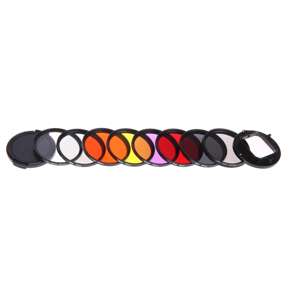 Аксессуары для камеры для объектива GoPro HERO5 HERO 5 52 мм 8 в 1(CPL+ UV+ ND8+ ND2+ Star 8+ красный+ желтый+ FLD/фиолетовый