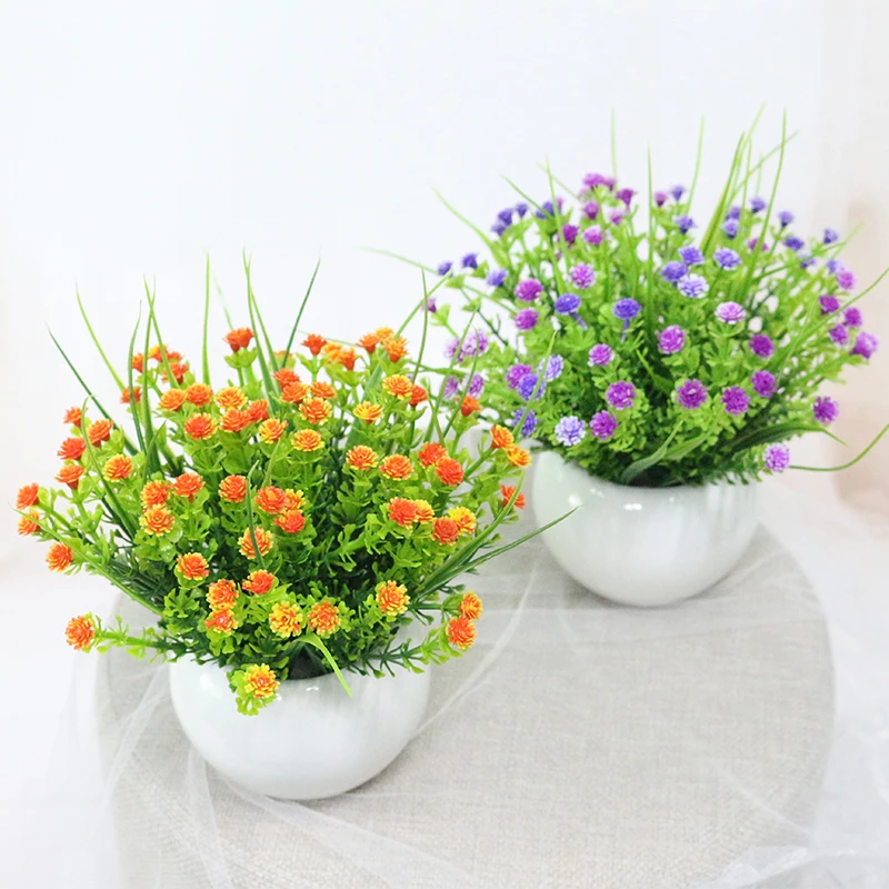 JAROWN Artificial Flowers Rose Quality Ceramics Vase +Silk Flowers Artificial Flower Set Home Decoration Home Flowers Decoration (16)