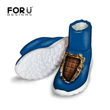 FORUDESIGNS Warm Snow Boots 3D Chocolate Prints Women Ankle Cotton Boots Casual Waterproof Rain Boots Flats for Ladies Zapatos