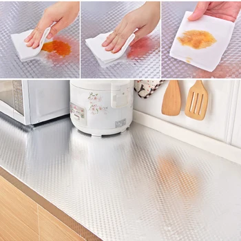 Aluminum Foil Kitchen Stickers Self Adhesive Oil proof Waterproof Wallpaper DIY Maison Decoration Wall Sticker Kitchen Tools