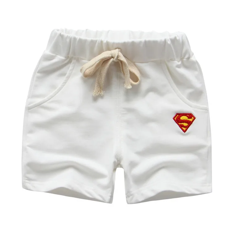 Kindstraum/Детские летние шорты для мальчиков, повседневная хлопковая одежда детские спортивные короткие брюки с принтом «Человек-паук» и «Бэтмен» MC664 - Цвет: Белый
