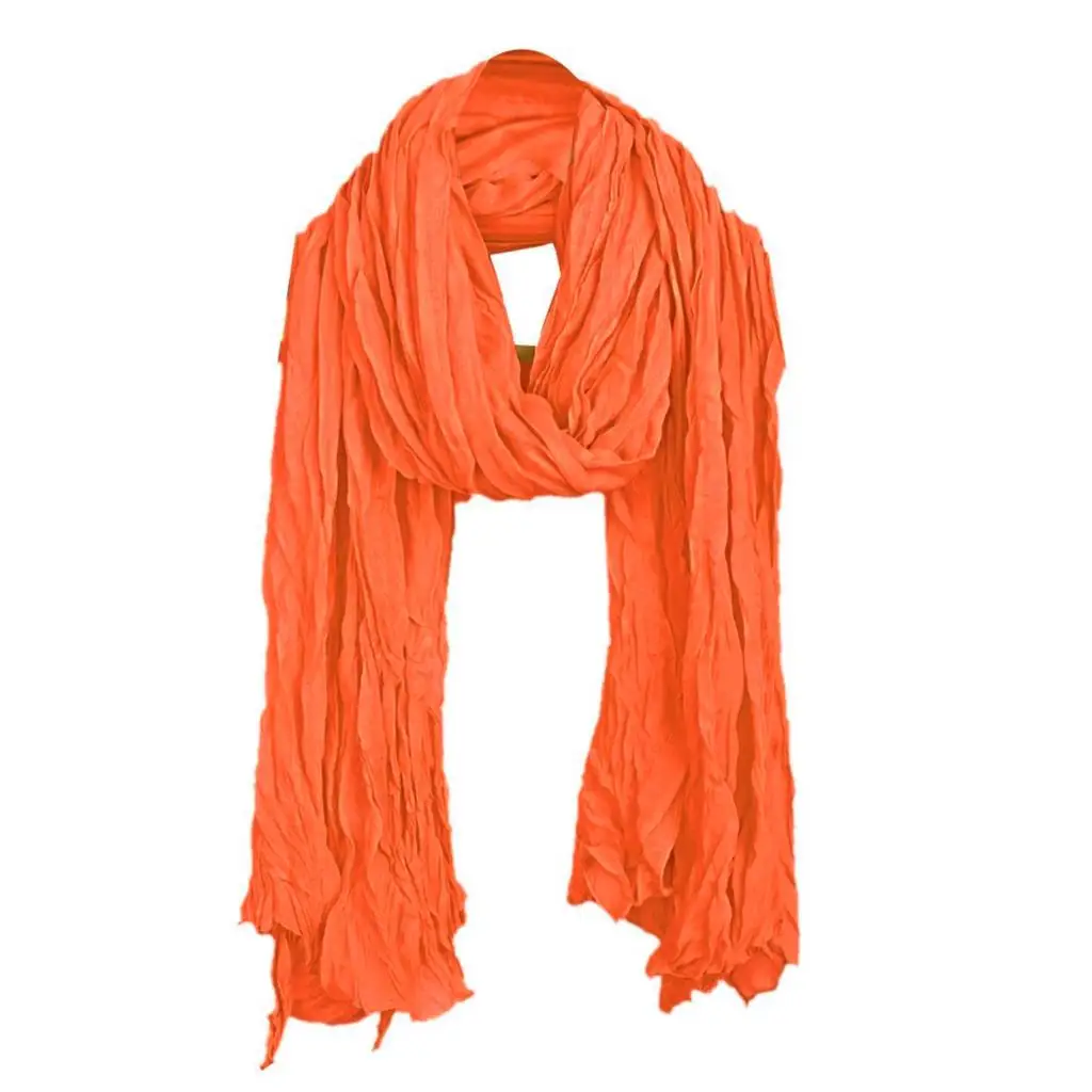 

NEW Femme Detail Fronce Semi Transparent Echarpe Douce Casual Simple - Orange