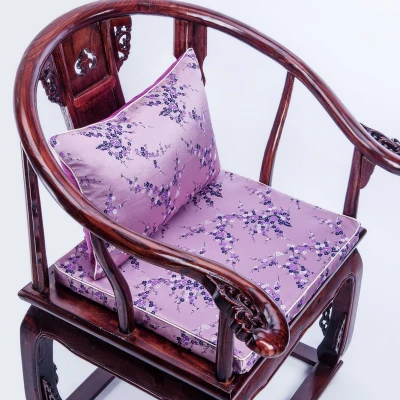 Винтажные цветочные толстые подушки для сидения на стул подкладка для щели китайский Шелковый стул диван с подушками сиденье коврик Рождественская декоративная подушка под поясницу - Цвет: Лиловый