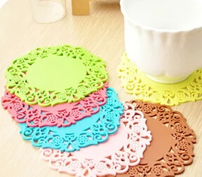 

free shipping, 10pcs/lot Home fashion silica gel cup mat multicolour slip-resistant pad heat insulation bowl pad