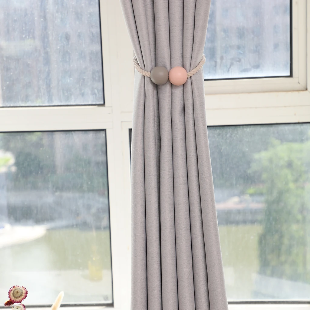 10 Colors Available, 2Pcs Magnetic Window Curtain Holdback Tieback Pair Colored Wood Beads Decor
